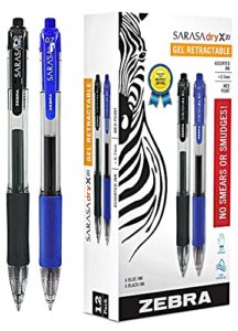 zebra sarasa retractable gel ink pens, medium point 0.7mm, bulk combo pack of 6 blue gel pens & 6 black ink zebra gel pens (black/blue)