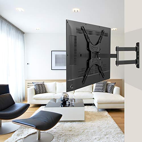 Full Motion TV Wall Mount Bracket Articulating Arms Swivels Tilts Extension Rotation for Most 26-55 Inch LED LCD Flat Curved Screen TVs, Max VESA 400x400mm up to 66lbs by Pipishell