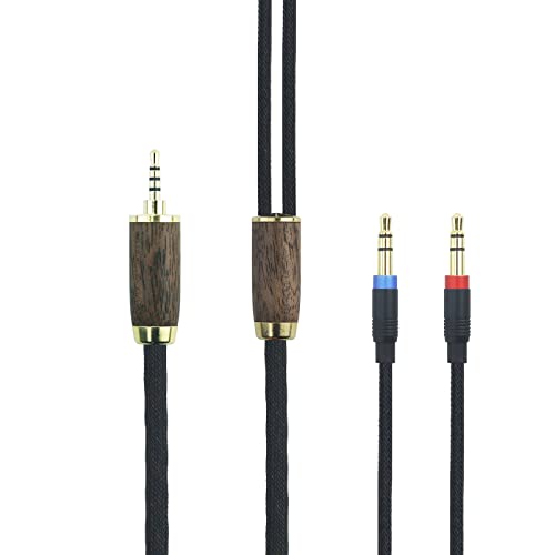 NewFantasia 2.5mm Trrs Balanced Cable Compatible with Hifiman Sundara, Ananda, Arya, HE400SE, HE4XX, Edition XS Headphone (2 x 3.5mm Version) 6N OCC Copper Silver Plated Cord Walnut Wood Shell 6.7ft