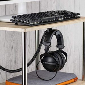 BRAINWAVZ BigJ Under Desk Headphone Stand (2 Pack) Hanger Holder Mount for Headphones, Gaming Headsets, Mobiles Accessories, Stick On, No Screws (Black)