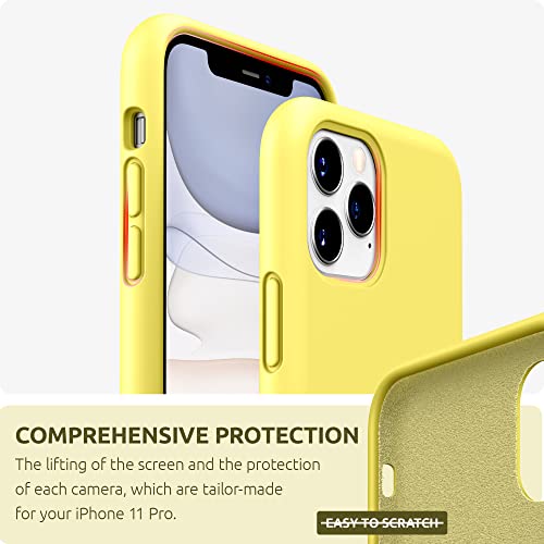 SURPHY Compatible with iPhone 11 Pro Case 5.8 inches, Thickened Liquid Silicone Phone Case (with Microfiber Lining) for 11 Pro 2019, Yellow