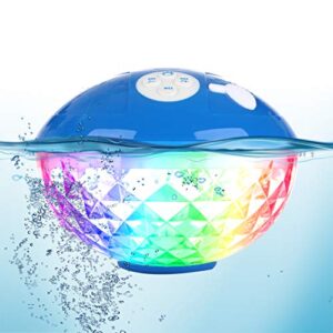 bluetooth speakers with colorful lights, portable speaker ipx7 waterproof floatable, built-in mic,crystal clear sound speakers bluetooth wireless 50ft range for home shower outdoors pool travel