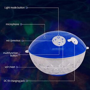 Bluetooth Speakers with Colorful Lights, Portable Speaker IPX7 Waterproof Floatable, Built-in Mic,Crystal Clear Sound Speakers Bluetooth Wireless 50ft Range for Home Shower Outdoors Pool Travel