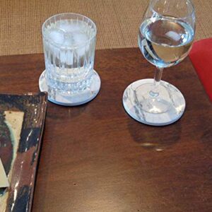 Coasters for Drinks, 6 Ceramic Marble Print Stone Coasters with Premium Black Holder (Off White)