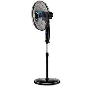 COSTWAY Pedestal Fan, 3-Speed Digital Control- Adjustable Height- Oscillating Standing Fan w/Timer- LCD Display- Double Blades- Remote Control, 18-Inch