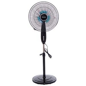 costway pedestal fan, 3-speed digital control- adjustable height- oscillating standing fan w/timer- lcd display- double blades- remote control, 18-inch