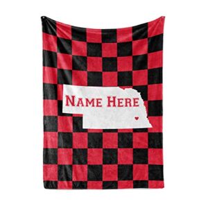 state pride series nebraska - personalized custom fleece throw blankets with your family name - lincoln edition