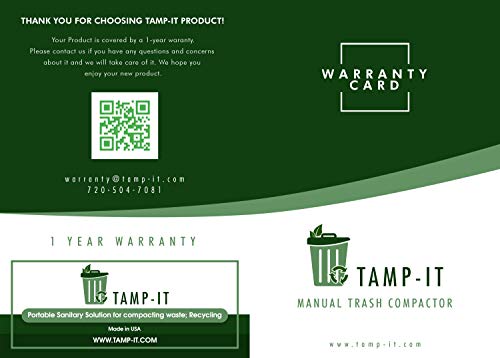 TAMP-IT Mighty Mini Manual Trash Compactor Frees Up Space in Bins, Receptacles, Dumpsters Reduce Trips to Dispose Trash Cost Effective (18" - 7 1/2" D)