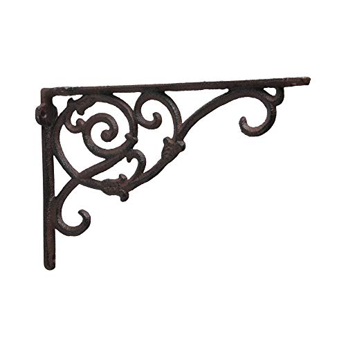 BRASSTAR Decorative Cast Iron Wall Shelf Bracket Ornate Vine Rust Rustic Cast Iron Wall Hanger Antique Replica Rust Color Wall Decorations PTZD004-02