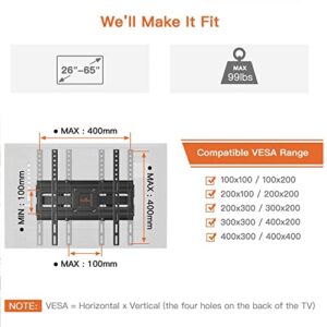 Perlegear TV Wall Mount Bracket Full Motion for 26-65 Inch LED, LCD, OLED Flat Curved TVs, TV Mount with Dual Swivel Articulating Arms Extension Tilt Rotation, Max VESA 400x400mm Fits 12/16" Wood Stud