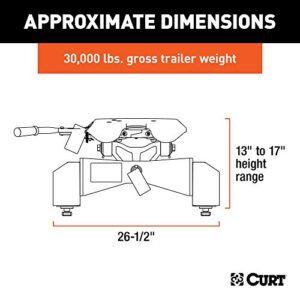 CURT 16070 A30 5th Wheel Hitch, 30,000 lbs, Select Chevrolet Silverado, GMC Sierra 2500, 3500 HD, 8-Foot Bed Puck System