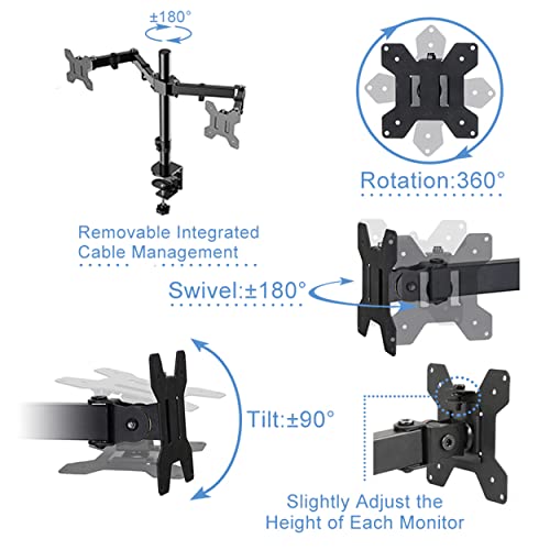 Rocelco 40" Large Height Adjustable Standing Desk Converter with Dual Monitor Mount BUNDLE - Quick Sit Stand Up Computer Workstation Riser - Retractable Keyboard Tray - Black (R DADRB-40-DM2)