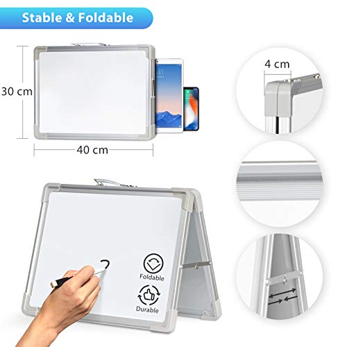 White Board for Desk 12"X16", ARCOBIS Small Magnetic Portable Dry Erase Board Double-Sided Desktop Foldable Easel Whiteboard for Students Classroom Home Office