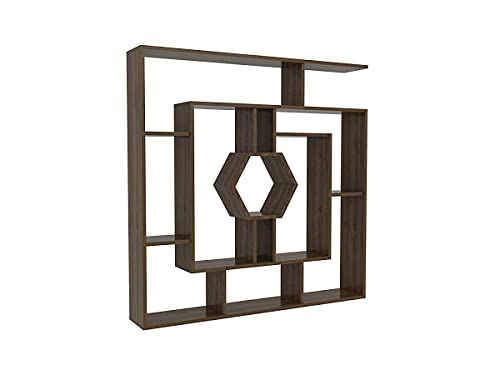 Decorotika - Tamara Geometric Bookcase Modern Bookshelf Shelving Unit Cubic Bookcase (Walnut)