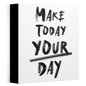 modern market make today your day wooden box sign inspirational motivational quote home decor sign with sayings 8” x 8”