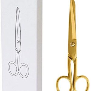 Gold Scissors 7 Inches Professional Multi-Purpose Stainless Steel Scissors Heavy Duty Straight Recycled Scissors for Cutting Leather Arts Fabric Crafts Scissors