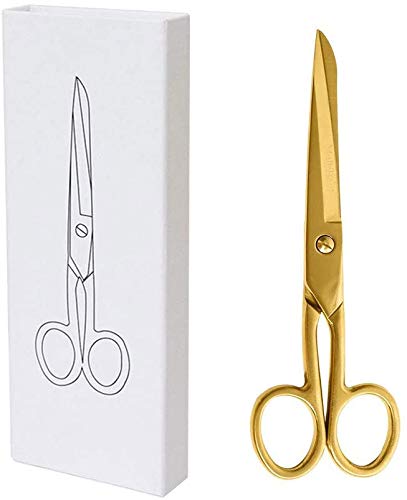 Gold Scissors 7 Inches Professional Multi-Purpose Stainless Steel Scissors Heavy Duty Straight Recycled Scissors for Cutting Leather Arts Fabric Crafts Scissors