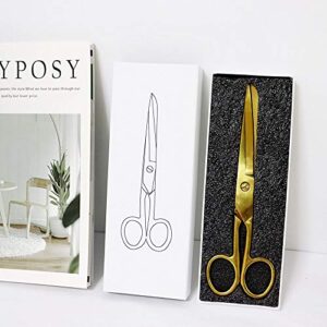 Gold Scissors 7 Inches Professional Multi-Purpose Stainless Steel Scissors Heavy Duty Straight Recycled Scissors for Cutting Leather Arts Fabric Crafts Scissors