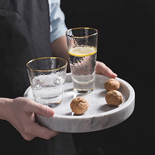 StonePlus Natural Real Marble Vanity Bathroom Tray/Neat Organizer for Cups, Shampoo Perfume Jewelry (Dark Grey, 9.84Dx1.18H)