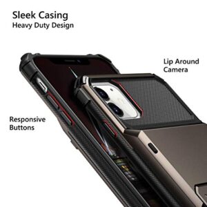 Vofolen Case for iPhone 11 Case Wallet 4-Card Holder ID Slot Flip Door Hidden Pocket Anti-Scratch Dual Layer Hybrid TPU Bumper Armor Protective Hard Shell Back Cover for iPhone 11 6.1 inch Gun Metal