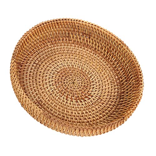 Hand-Woven Round Multi-Purpose Tray fit for Food Fruit Weaving Storage Holder