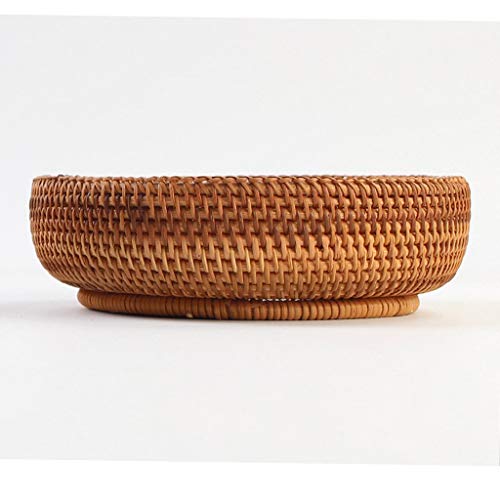 Hand-Woven Round Multi-Purpose Tray fit for Food Fruit Weaving Storage Holder