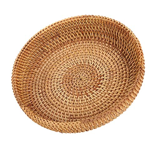 Hand-Woven Round Multi-Purpose Tray fit for Food Fruit Weaving Storage Holder