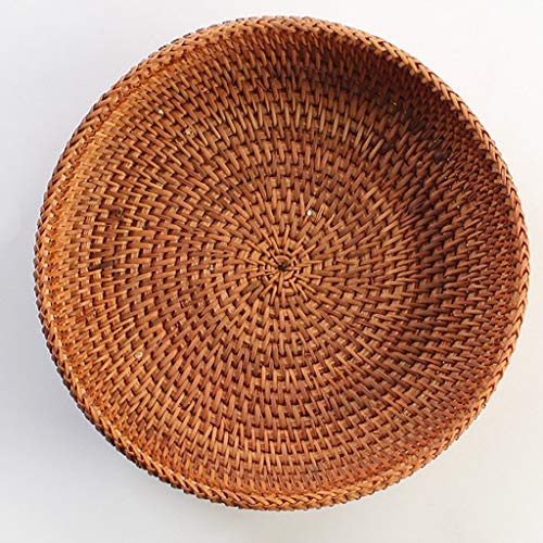 Hand-Woven Round Multi-Purpose Tray fit for Food Fruit Weaving Storage Holder