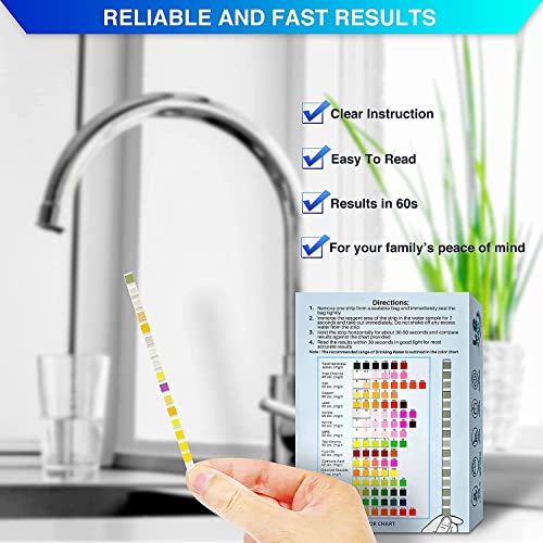 16 in 1 Drinking Water Test Kit |High Sensitivity Test Strips detect pH, Hardness, Chlorine, Lead, Iron, Copper, Nitrate, Nitrite | Home Water Purity Test Strips for Aquarium, Pool, Well & Tap Water