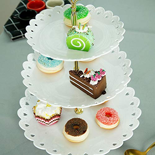 2 Set of 3-Tier Cupcake Stand Fruit Plate Cakes Desserts Fruits Snack Candy Buffet Display Tower (White)