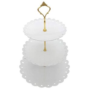 2 Set of 3-Tier Cupcake Stand Fruit Plate Cakes Desserts Fruits Snack Candy Buffet Display Tower (White)