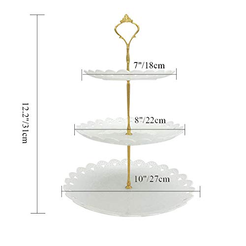 2 Set of 3-Tier Cupcake Stand Fruit Plate Cakes Desserts Fruits Snack Candy Buffet Display Tower (White)