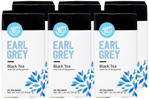 amazon brand - happy belly tea bags, earl grey, 120 count (6 packs of 20) (previously solimo)