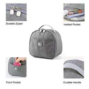 KEAIDUO Small Lunch Bag for Women Men Mini Insulated Lunch Box Portable Cooler Bag Reusable Snack Bag Adult Lunch Pail Petty Food Containers Grey