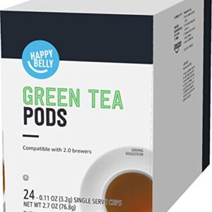 Amazon Brand - Happy Belly Tea Pods Compatible with 2.0 K-Cup Brewers, Green Tea, 24 Count (Previously Solimo)