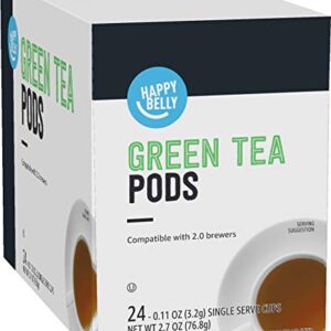 Amazon Brand - Happy Belly Tea Pods Compatible with 2.0 K-Cup Brewers, Green Tea, 24 Count (Previously Solimo)