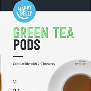 Amazon Brand - Happy Belly Tea Pods Compatible with 2.0 K-Cup Brewers, Green Tea, 24 Count (Previously Solimo)