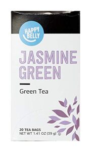 amazon brand - happy belly jasmine green tea bags, 20 count