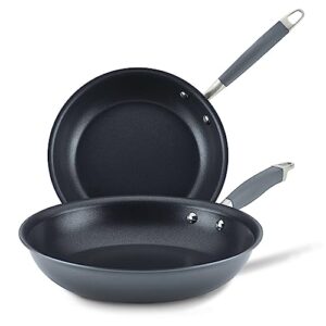 anolon advanced home hard-anodized nonstick skillets (2 piece set- 10.25-inch & 12.75-inch, moonstone)