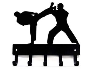 the metal peddler karate sparring sport - wall key holder - small 6 inch wide - made in usa; storage hooks for home or office