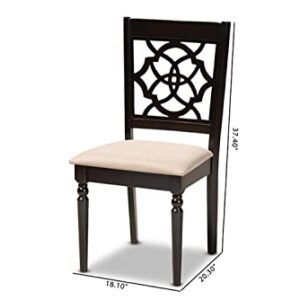 Baxton Studio Renaud Modern and Contemporary Sand Fabric Upholstered Espresso Brown Finished Wood Dining Chair