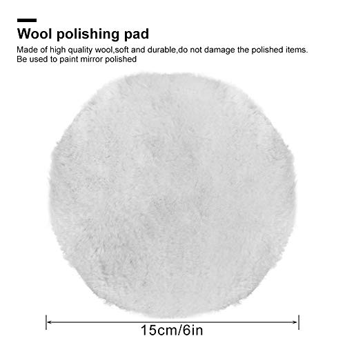 ANWTOTU 5 Pcs 6 Inch Polishing Buffing Wheel for Drill Wool Pads Wheel Polishing Pads Woolen Polishing Waxing Pads Kits with M14 Drill Buffer Adapter