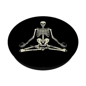 Meditating Skeleton Lotus Yoga Zen Balance Halloween Costume PopSockets Swappable PopGrip