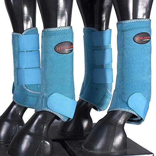 HILASON Horse Front Rear Leg Protection Sports Boot 4 Pack Turquoise | Horse Leg Boots | Splint Boots for Horses | Horse Jumping Boots| Professional Choice Horse Boots