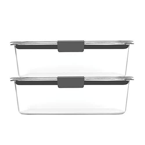 Rubbermaid Brilliance BPA Free Food Storage Containers with Lids, Airtight, for Lunch, Meal Prep, and Leftovers, Clear , Set of 2 (9.6 Cup)