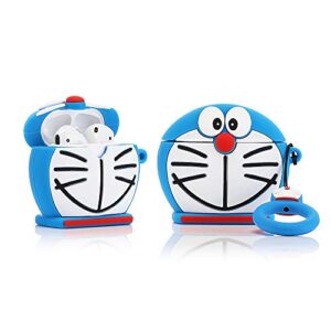 temtooe silicone case compatible for apple airpods 1&2 lightweight cover[cartoon pattern][designed for kids girl and boys](doraemon)