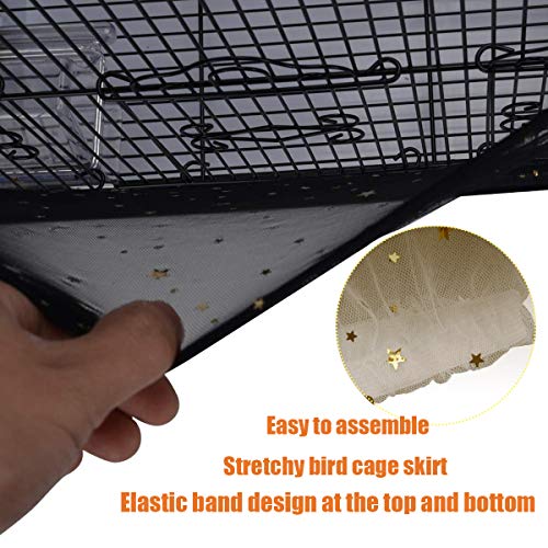 Bonaweite Extra Large Mesh Bird Seed Catcher, Bird Cage Stretchy Guard Cover, Birdcage Nylon Shell Skirt Traps Guards - 29.5” Height