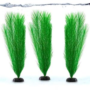 sungrow aquarium plastic silk plants, gives shade and beautiful environment to aquatic pets, perfect for both saltwater and freshwater tanks decoration, fish tank accessories & supplies, 3 pcs
