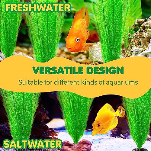 SunGrow Aquarium Plastic Silk Plants, Gives Shade and Beautiful Environment to Aquatic Pets, Perfect for Both Saltwater and Freshwater Tanks Decoration, Fish Tank Accessories & Supplies, 3 Pcs