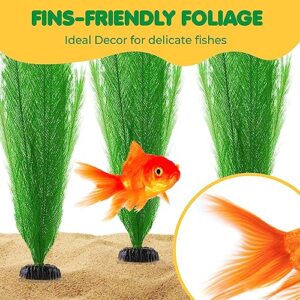 SunGrow Aquarium Plastic Silk Plants, Gives Shade and Beautiful Environment to Aquatic Pets, Perfect for Both Saltwater and Freshwater Tanks Decoration, Fish Tank Accessories & Supplies, 3 Pcs